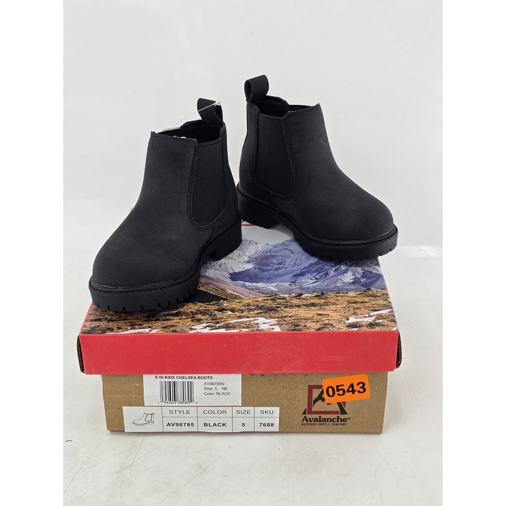 Avalanche Chelsea Boots Kids Size 5 Black Outdoor Pull On AV98785 - New